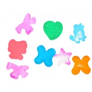 Use different shapes of sponge to stamp on paper with different colors